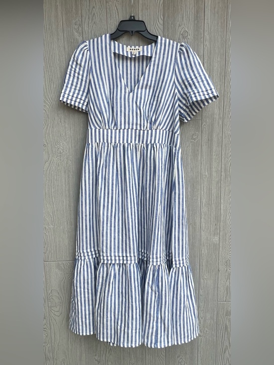 Boden Dresses & Skirts - Like New Biden Eve Linen Midi Dress Surf The Web Stripe Size 12
